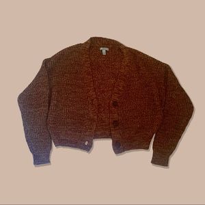 Light brown and burgundy red sweater/cardigan